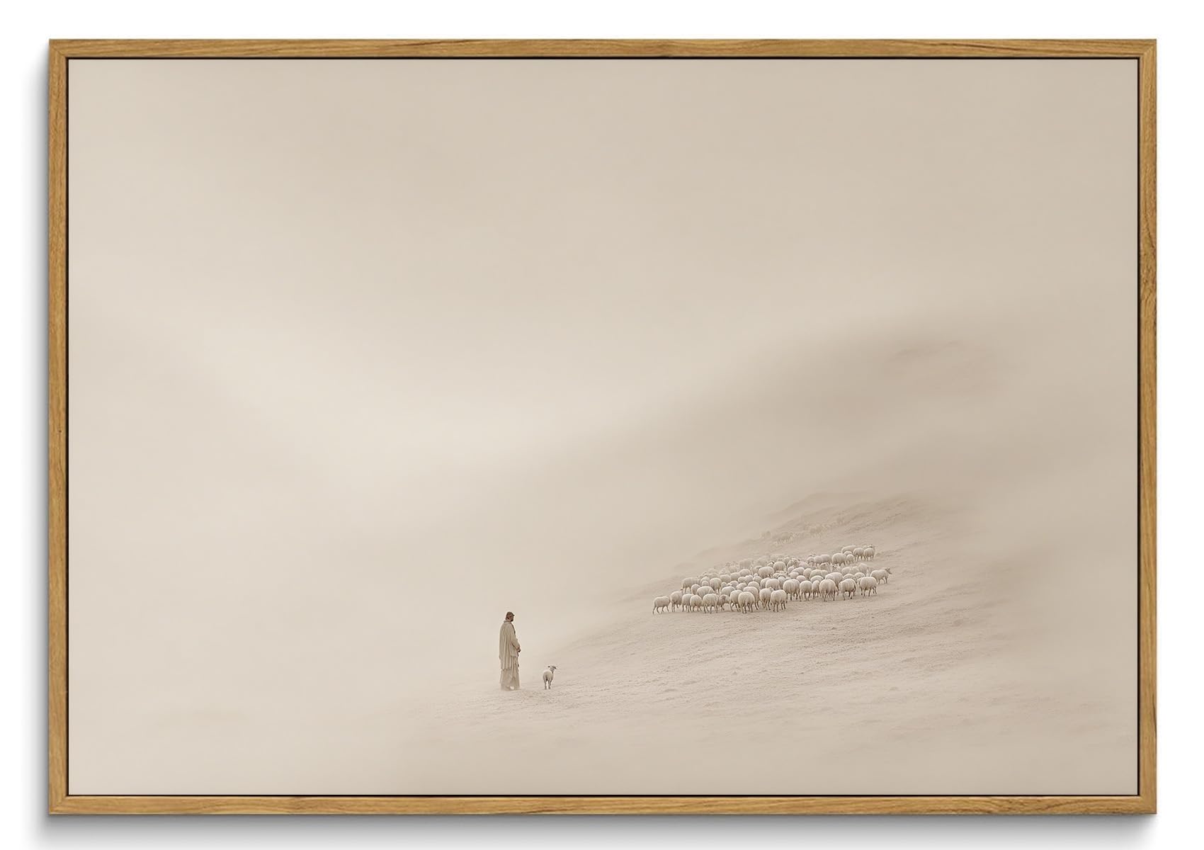 Framed Modern Beige Canvas Wall Art — 16"