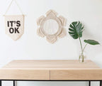 Round Boho Rattan Wall Mirror - View 4