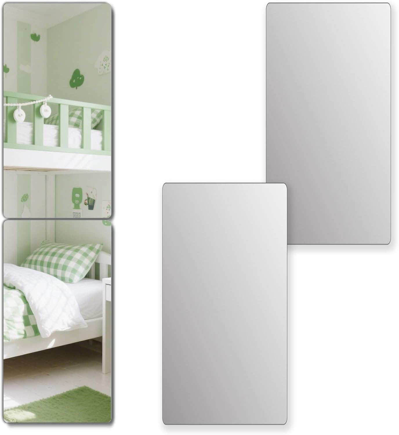 Silver Mirror — 10" — 2 Pcs-24x14 Inch