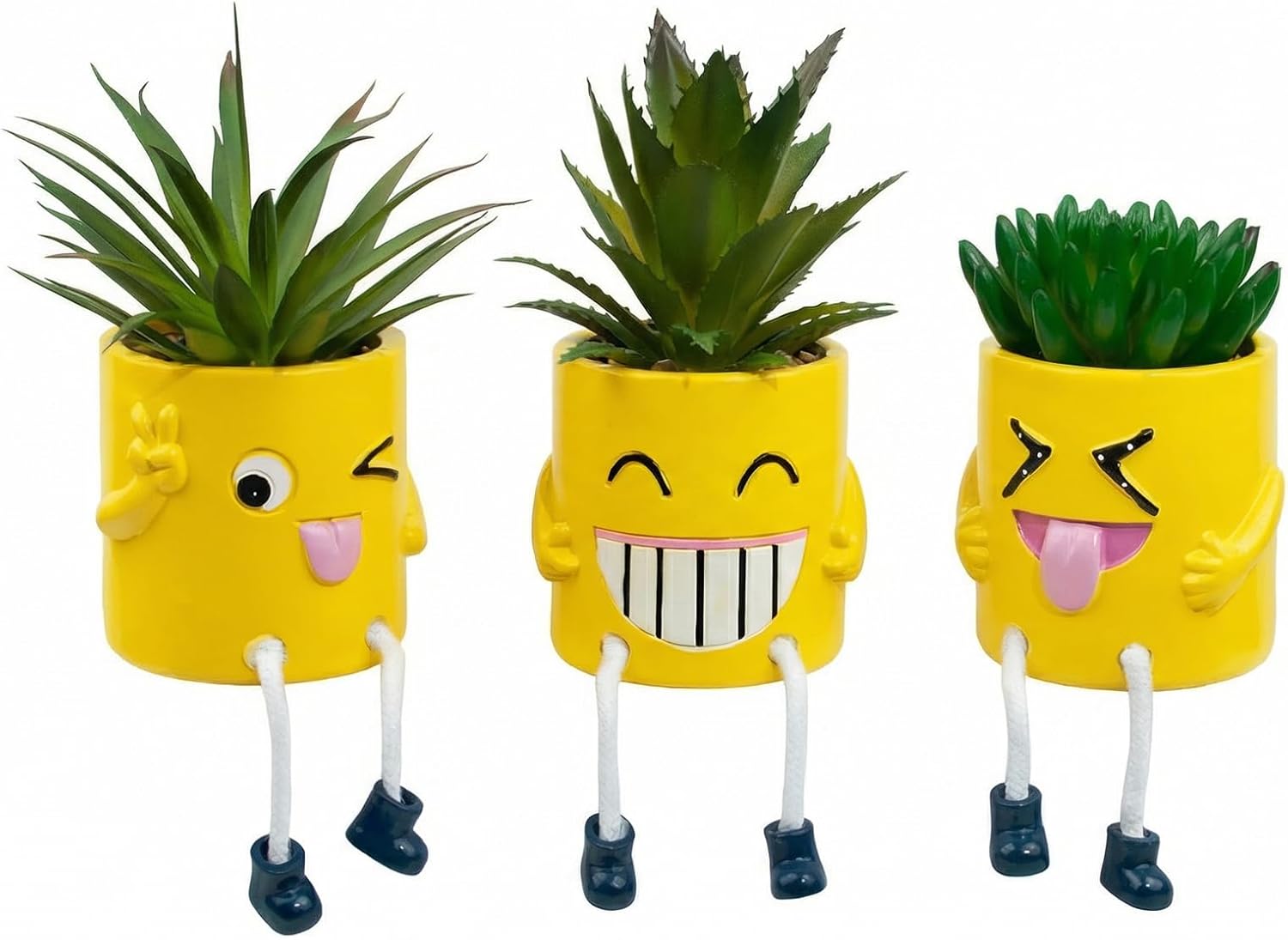 Green Faux Plant — 3set-yellow