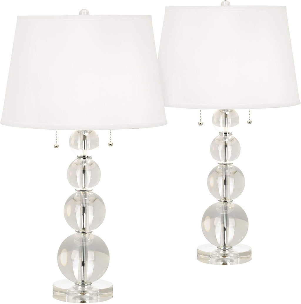 Luxe Glass Table Lamp — 26.5" — Two Set - Crystal Spheres