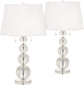 Luxe Glass Table Lamp — 26.5" — Two Set - Crystal Spheres