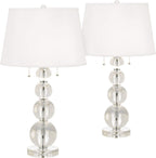 Luxe Glass Table Lamp — 26.5" — Two Set - Crystal Spheres