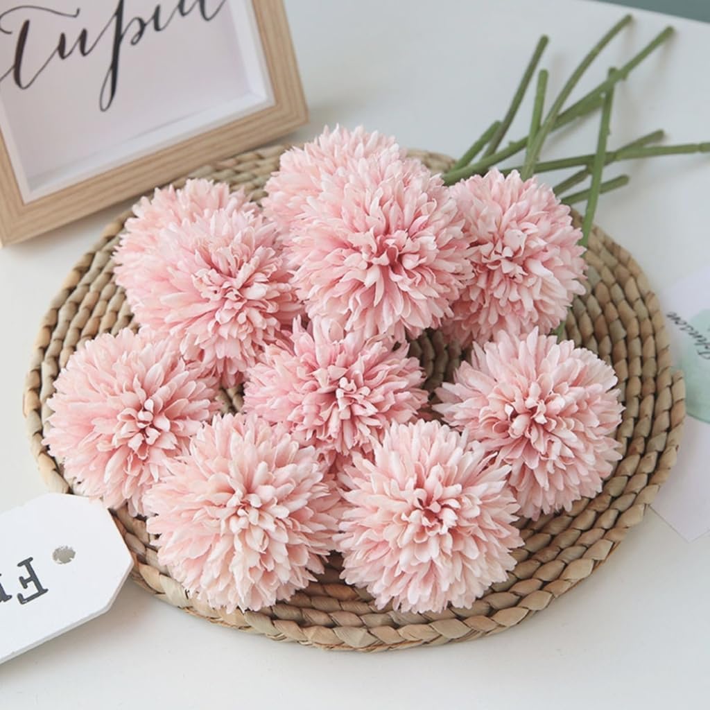 Pom Pom Beige Artificial Plant — Light Pink