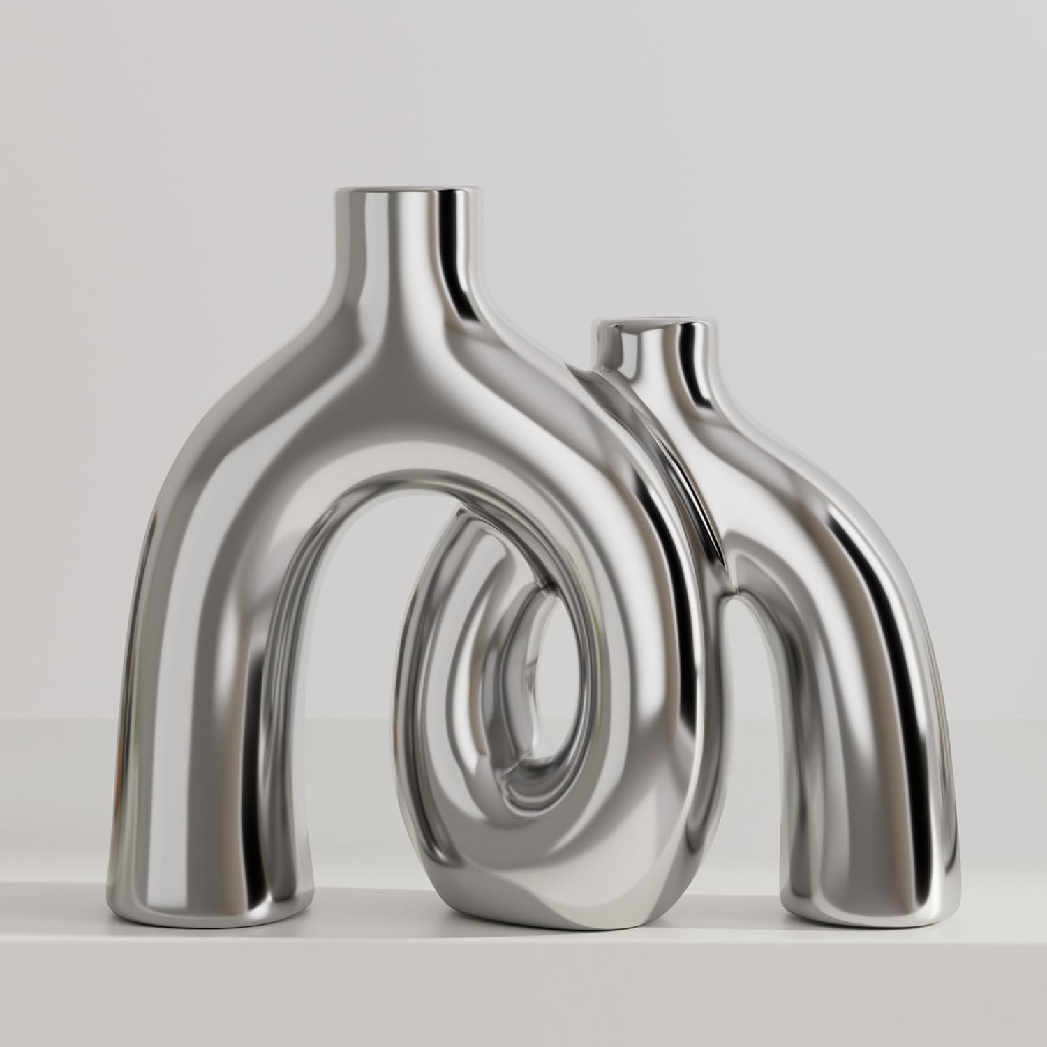Boho Beige Decorative Vase — Silver