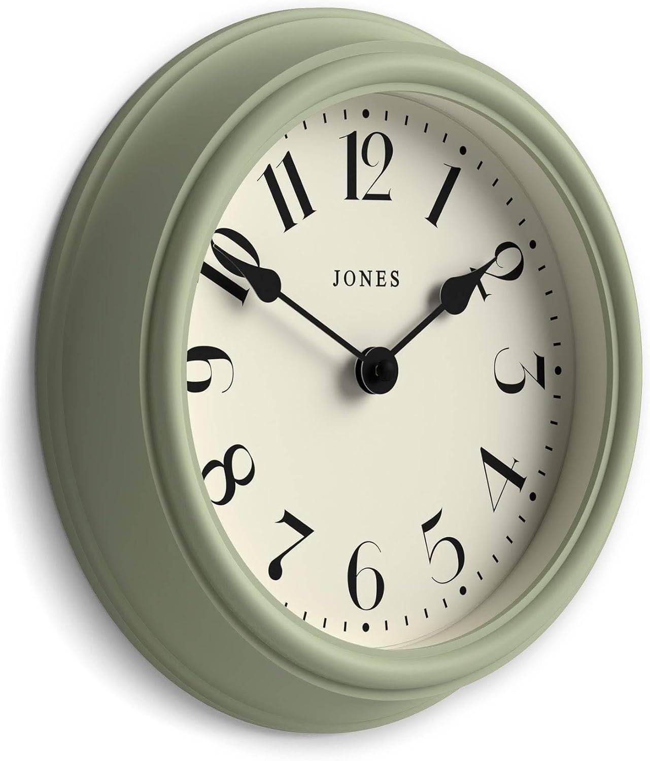 Round Beige Wall Clock — Sage Green