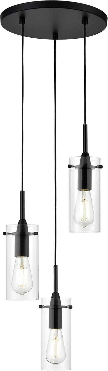 Modern Black Chandelier — 3-Light - View 7