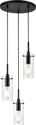 Modern Black Chandelier — 3-Light - View 7