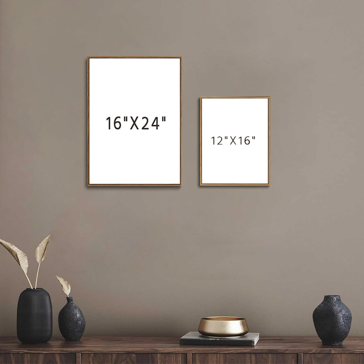 Framed Modern Beige Canvas Wall Art — 16" - View 7