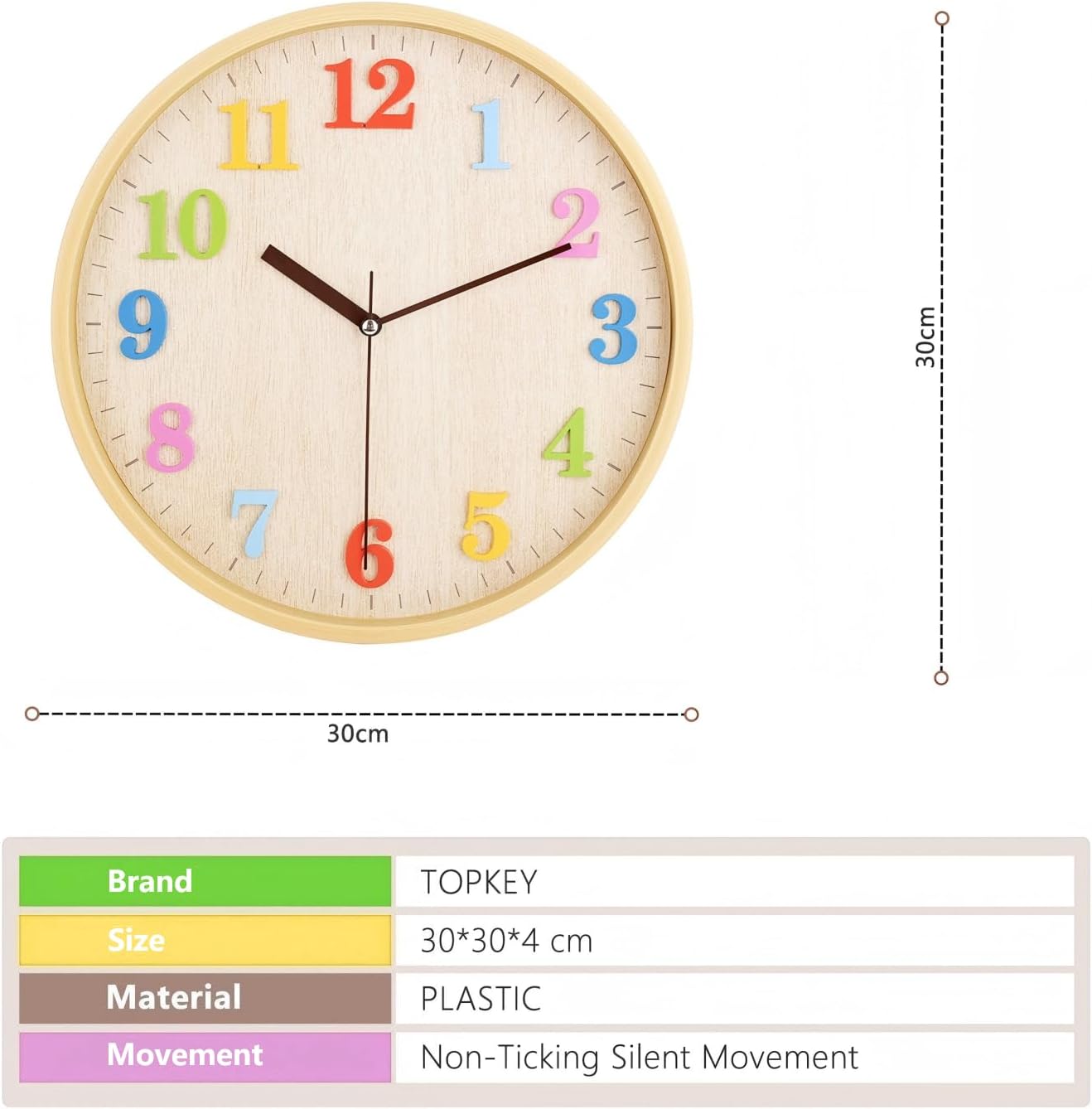 Round Brown Wall Clock — 12" - View 3