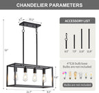 Adjustable Farmhouse Black Chandelier — 4-Light - View 6