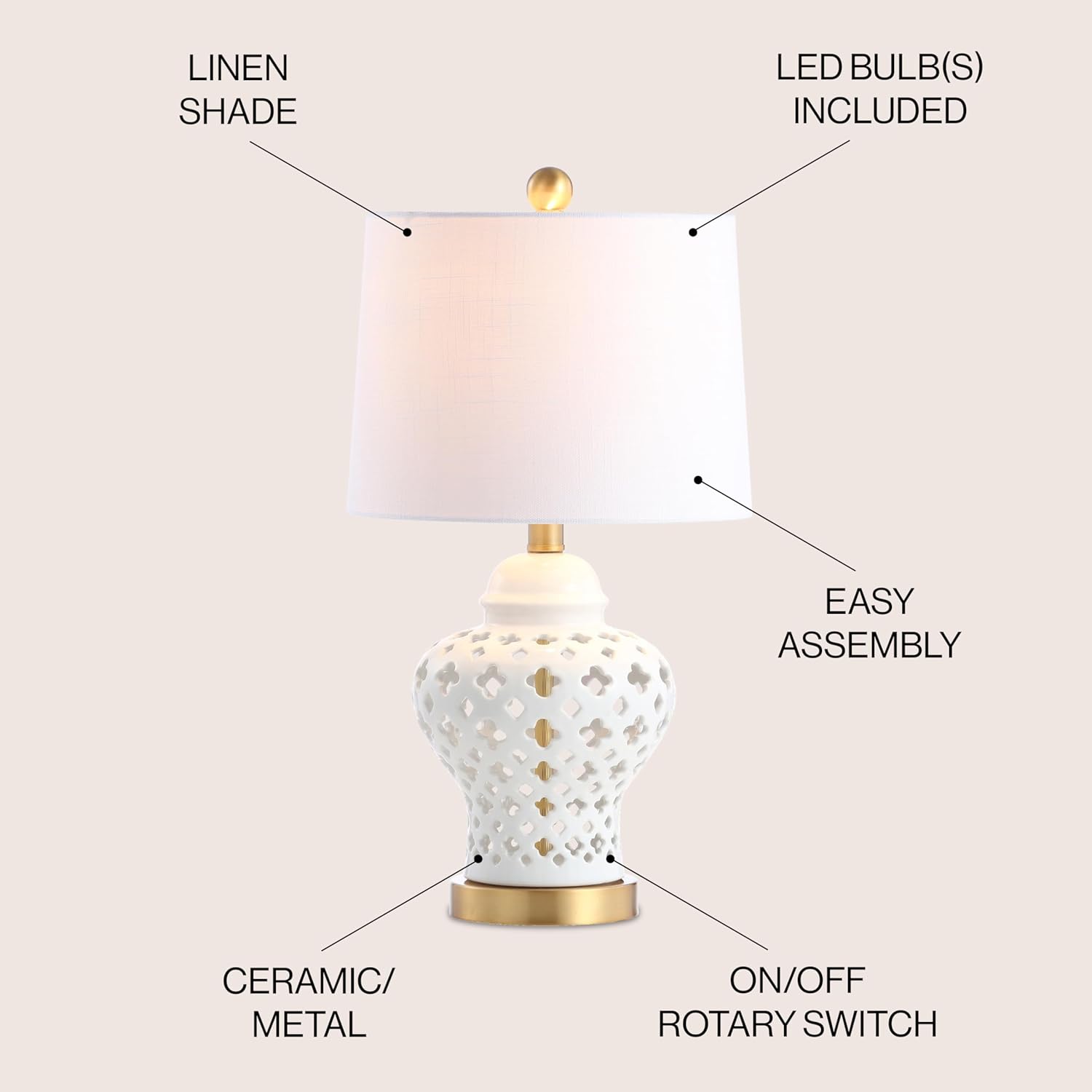 Linen Luxe Ceramic Table Lamp — 20.5" - View 2