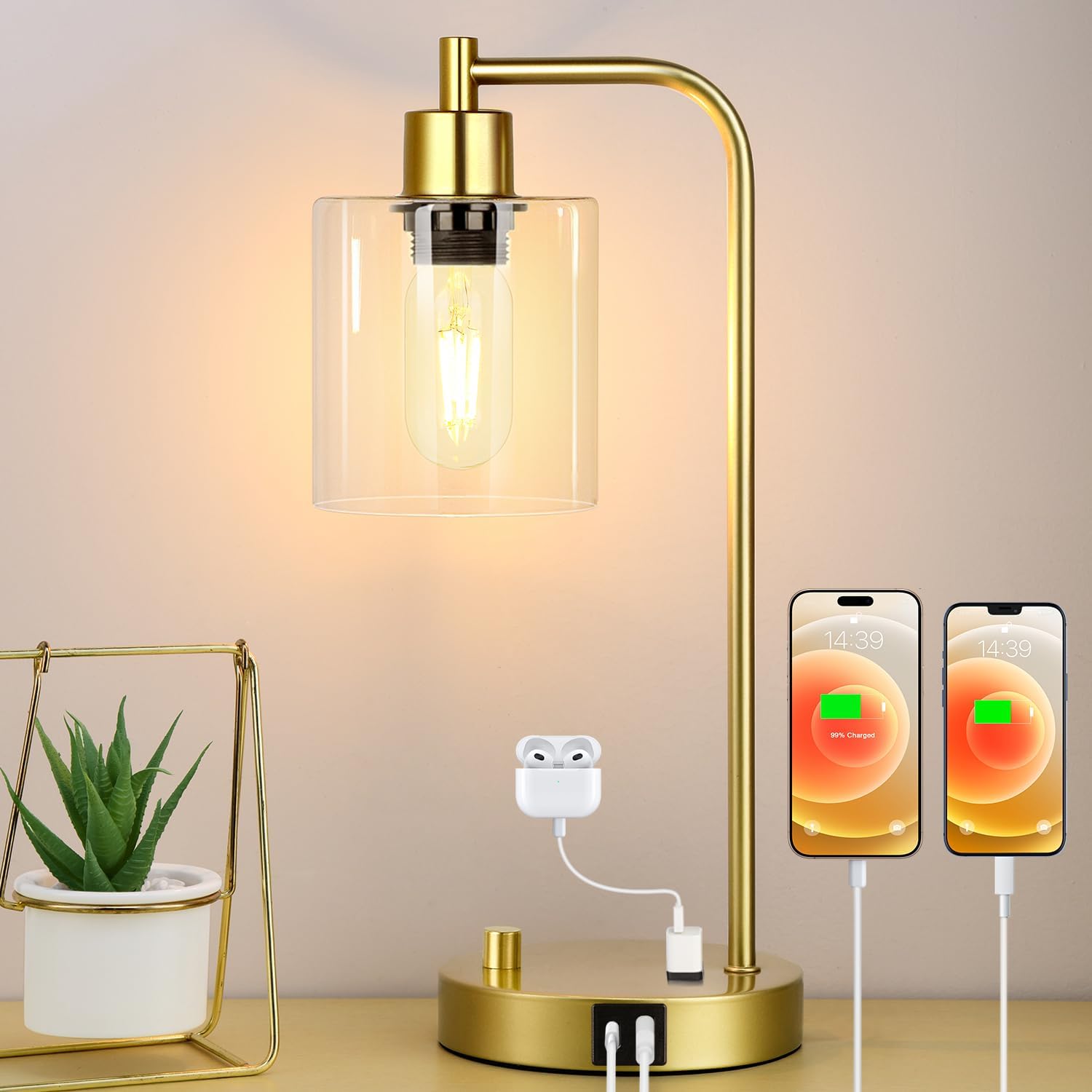 Dimmable Modern Black Desk Lamp — Gold