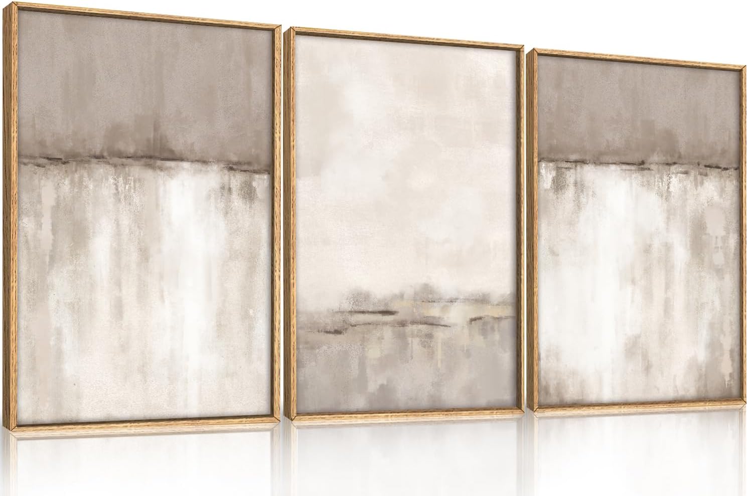 Framed Boho Beige Canvas Wall Art — 16" — Neutral Wall Art