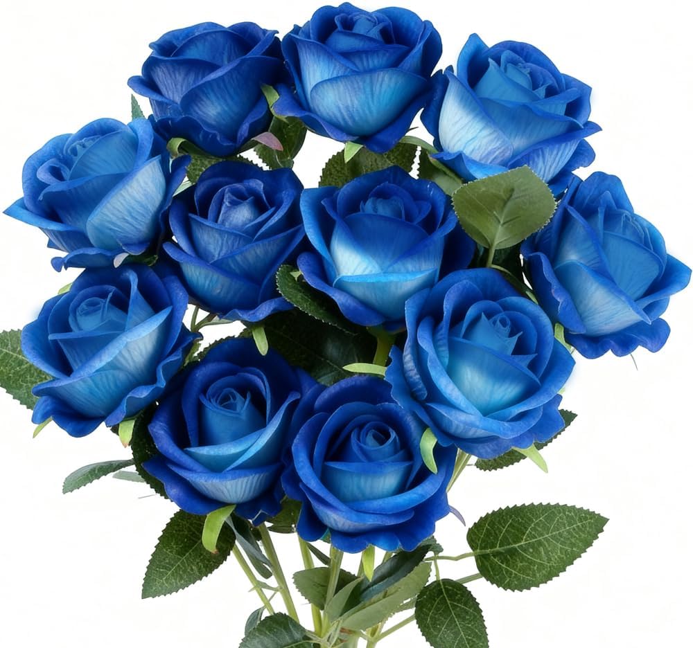 Velvet Luxe Black Artificial Plant — 12pcs Blue