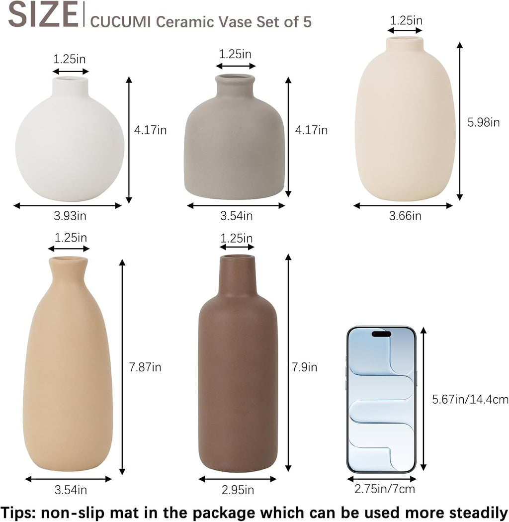 Farmhouse Beige Decorative Vase — Set of 5 - View 3