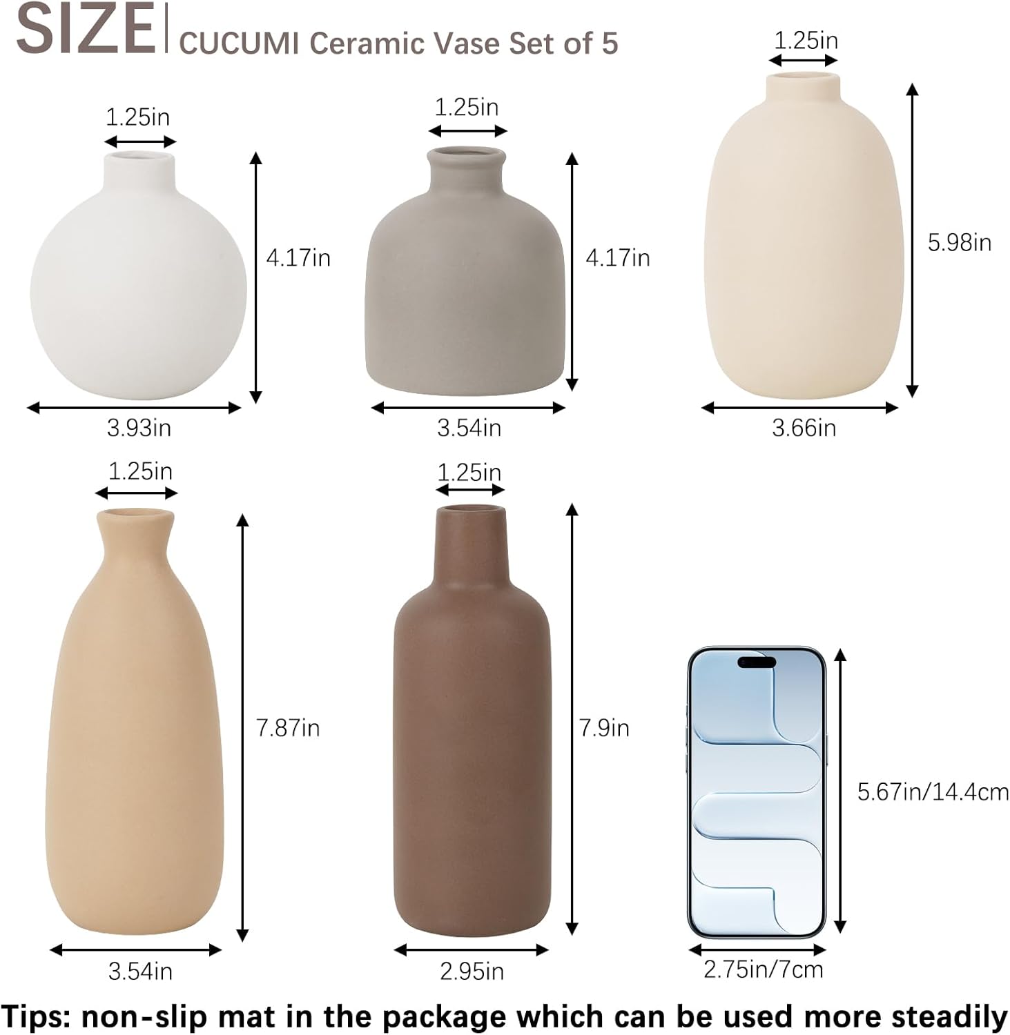 Farmhouse Beige Decorative Vase — Set of 5 - View 3