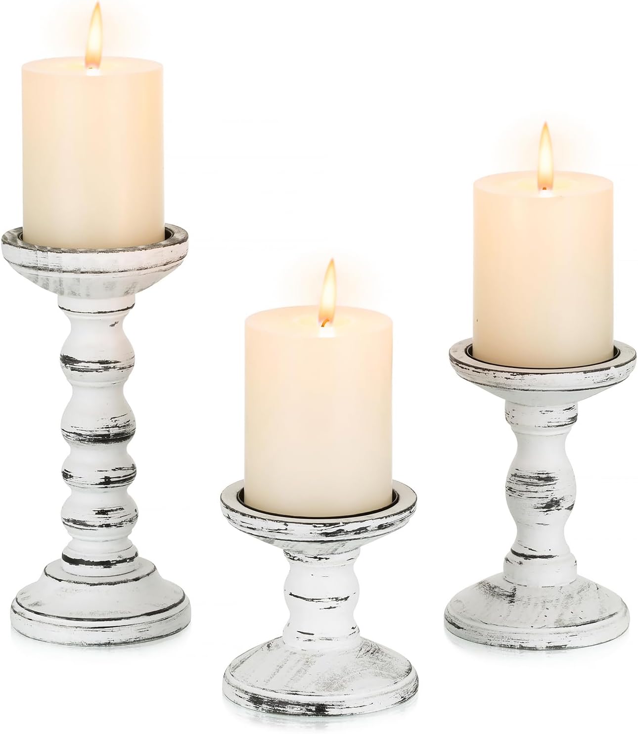 Farmhouse Black Candle — Set of 3 — White Black