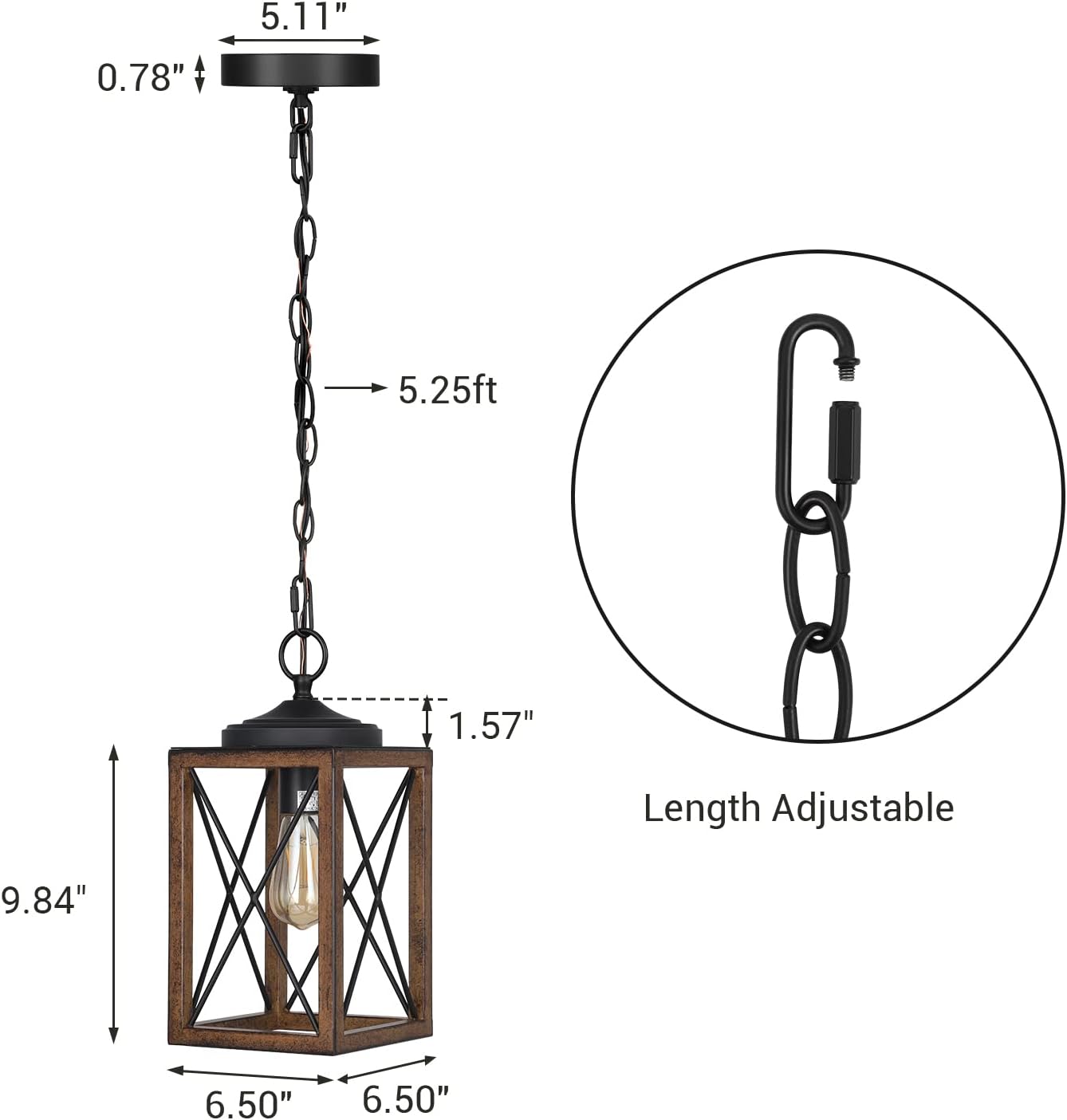 Adjustable Farmhouse Wood Pendant Light — 63" - View 2