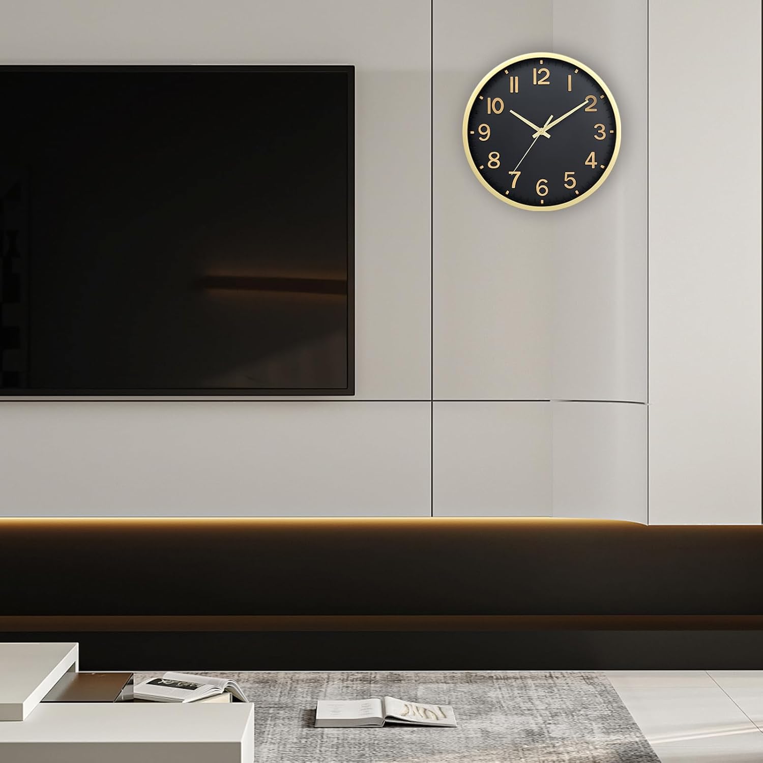 Battery Operated Luxe Beige Wall Clock — 8" - View 8