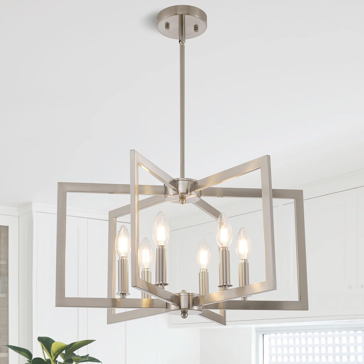 Farmhouse Black Chandelier — 6-Light — Silver