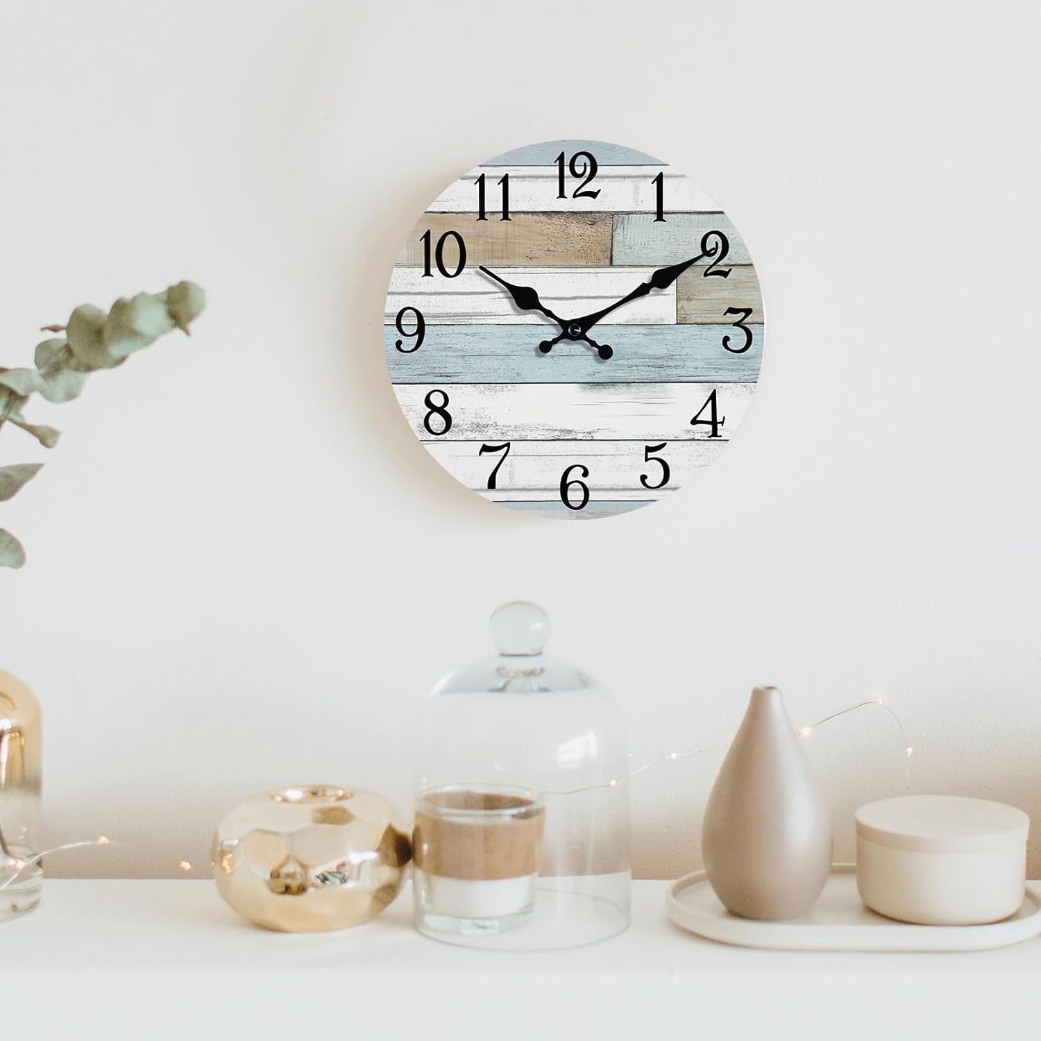Battery Operated Farmhouse Blue Wall Clock — 14" - View 7