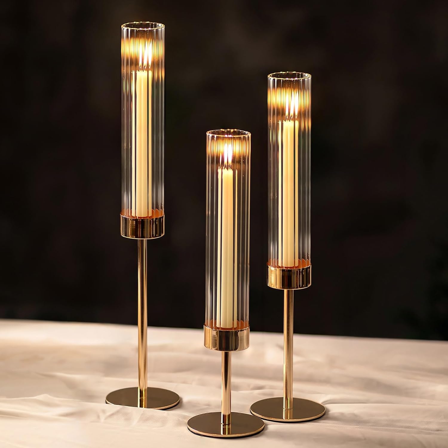Gold Candle — Set of 6 — Ribbed