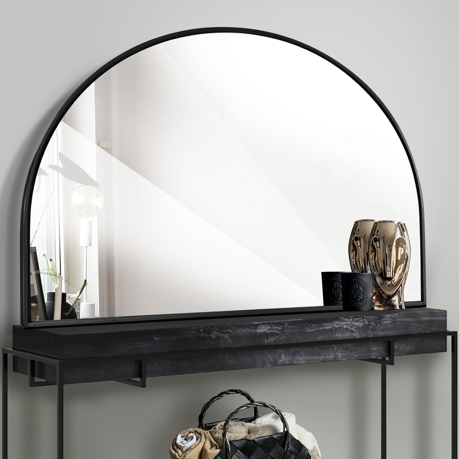 Farmhouse Black Round Mirror — 28" — Black-1