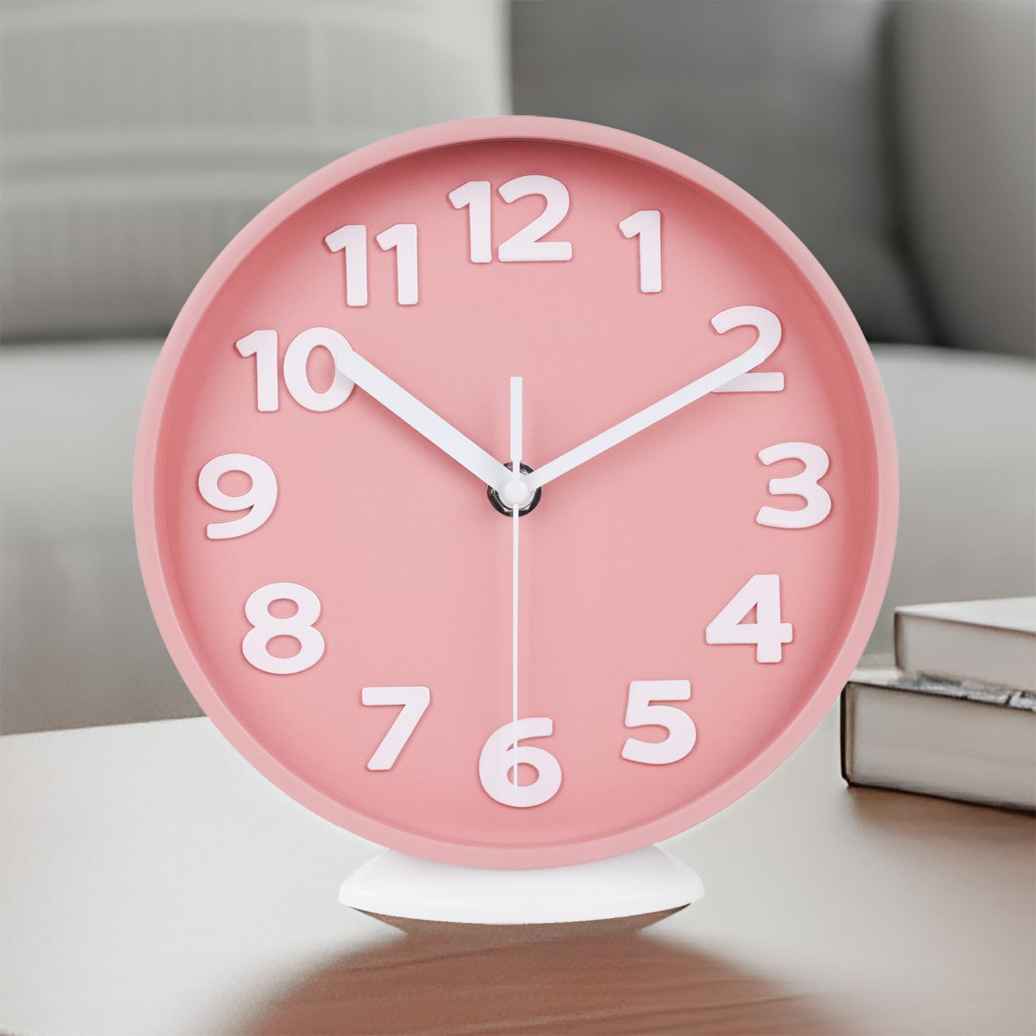 Battery Operated Modern Black Wall Clock — 12" — 8 Inch Pink