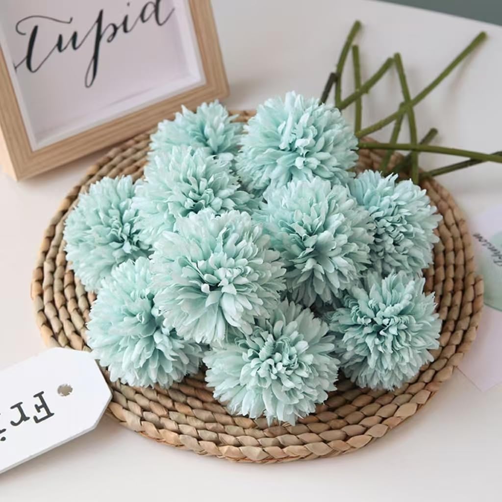 Pom Pom Beige Artificial Plant — Light Blue
