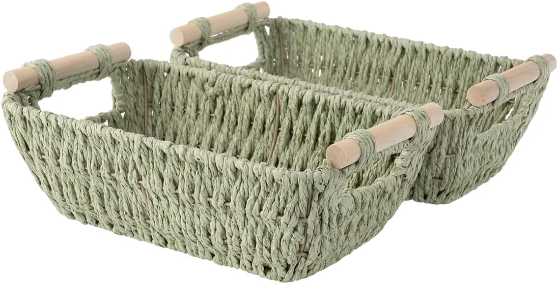 Hand-Woven Boho Beige Storage Basket — Bosana Green
