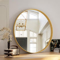 Round Modern Black Mirror — 24" — Gold