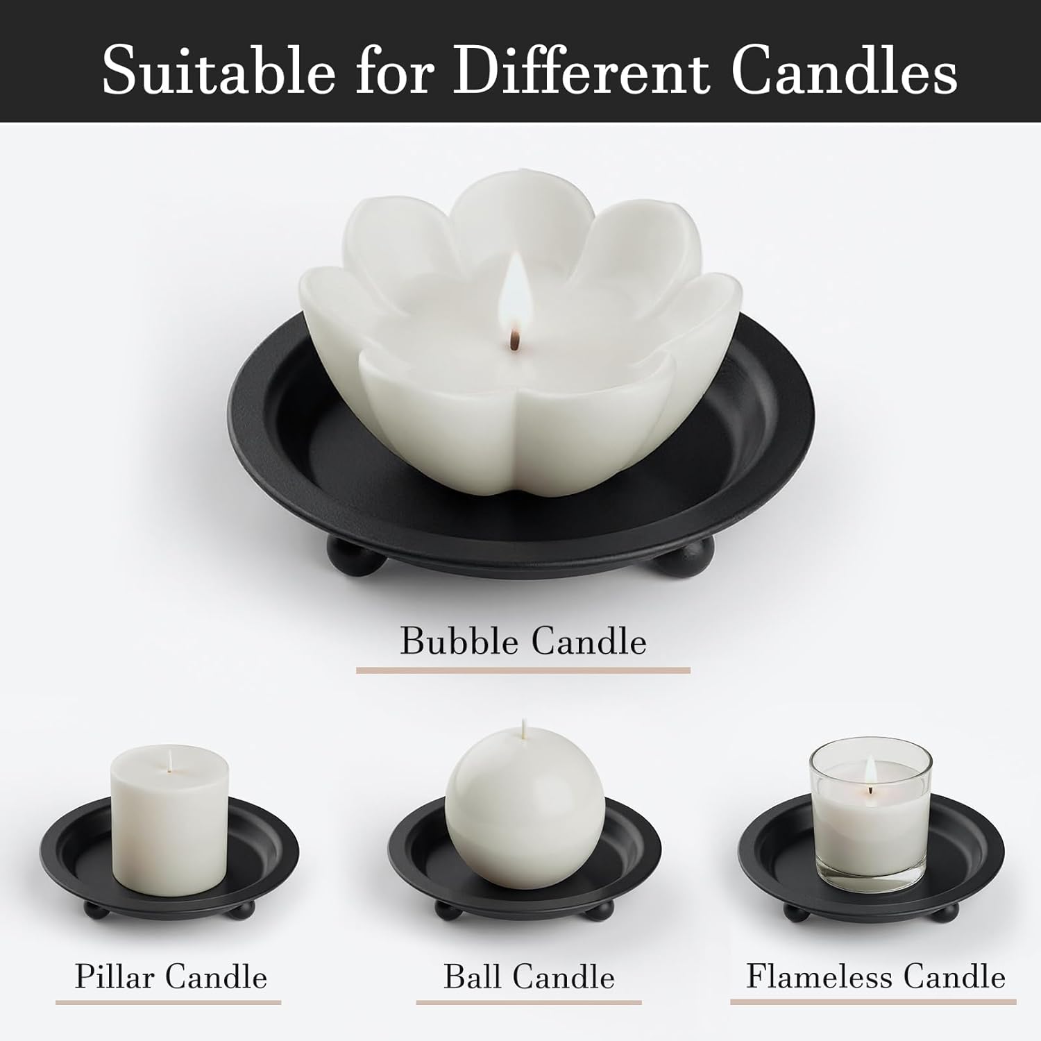 Round Black Candle — 13" - View 4
