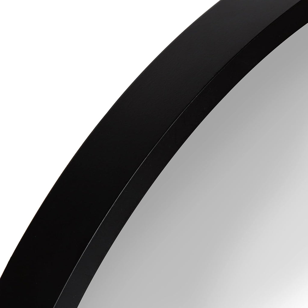Round Modern Wood Wall Mirror — 21.6" - View 4