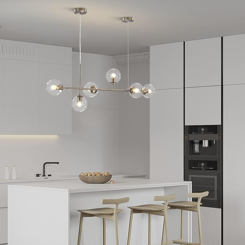 Mid-Century Gold Chandelier — 6-Light - View 5