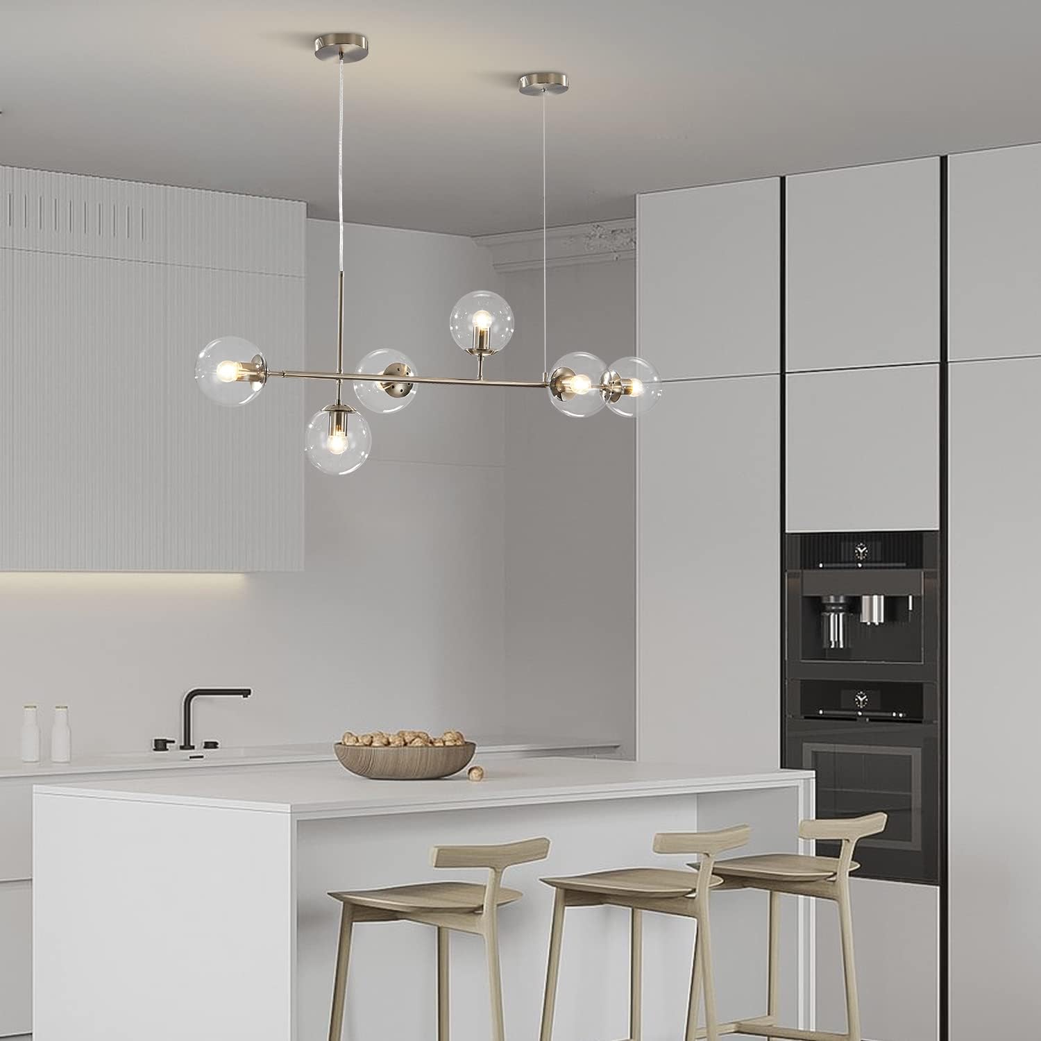 Mid-Century Gold Chandelier — 6-Light - View 5