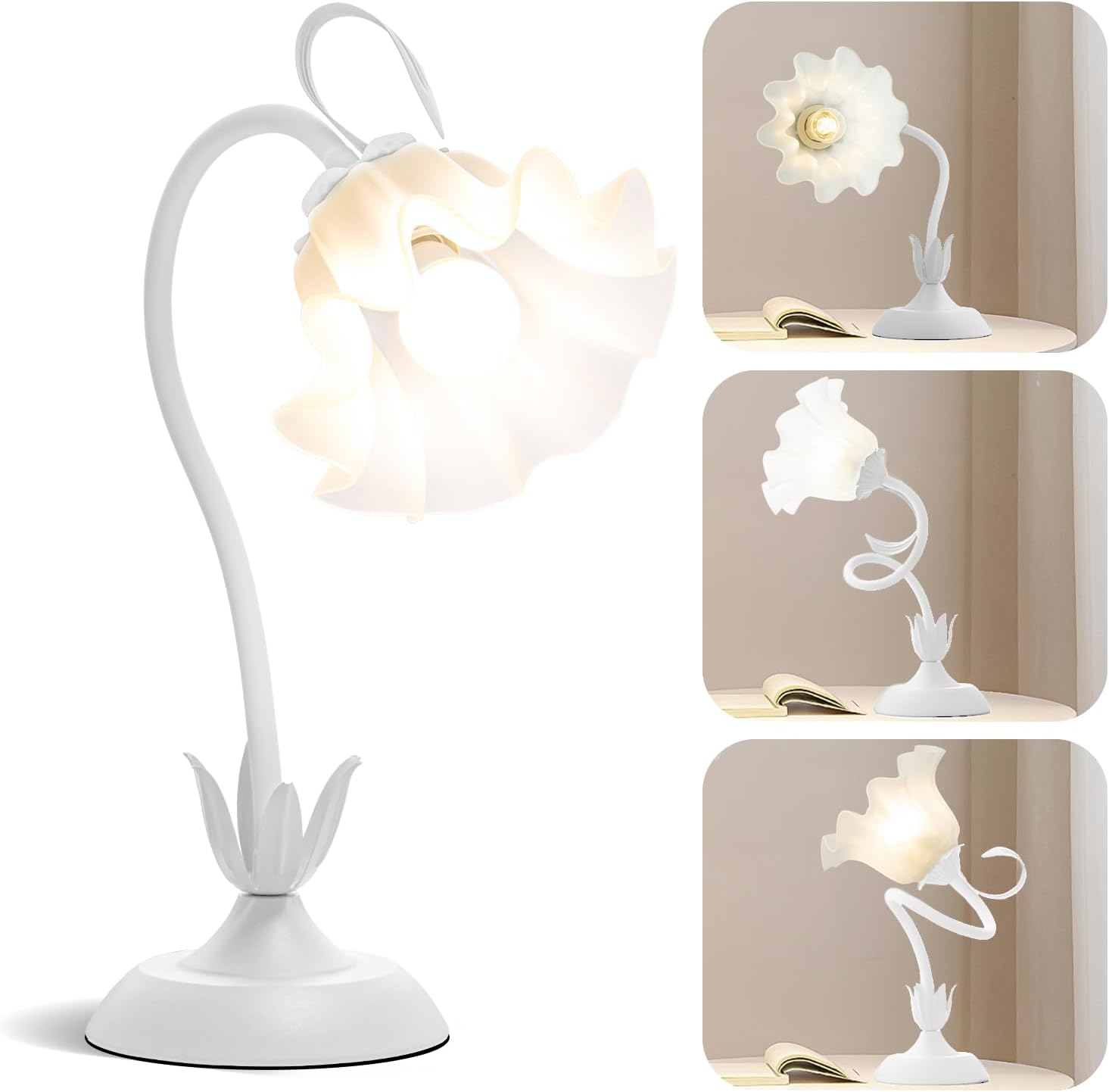 Vintage Blue Table Lamp — White