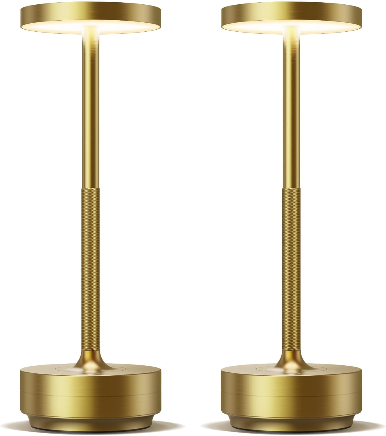 Cordless Beige Table Lamp — 2 Pack Gold