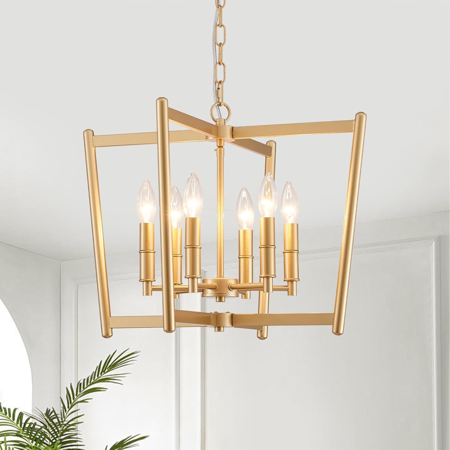 Modern Black Chandelier — 6-Light — 006-Gold