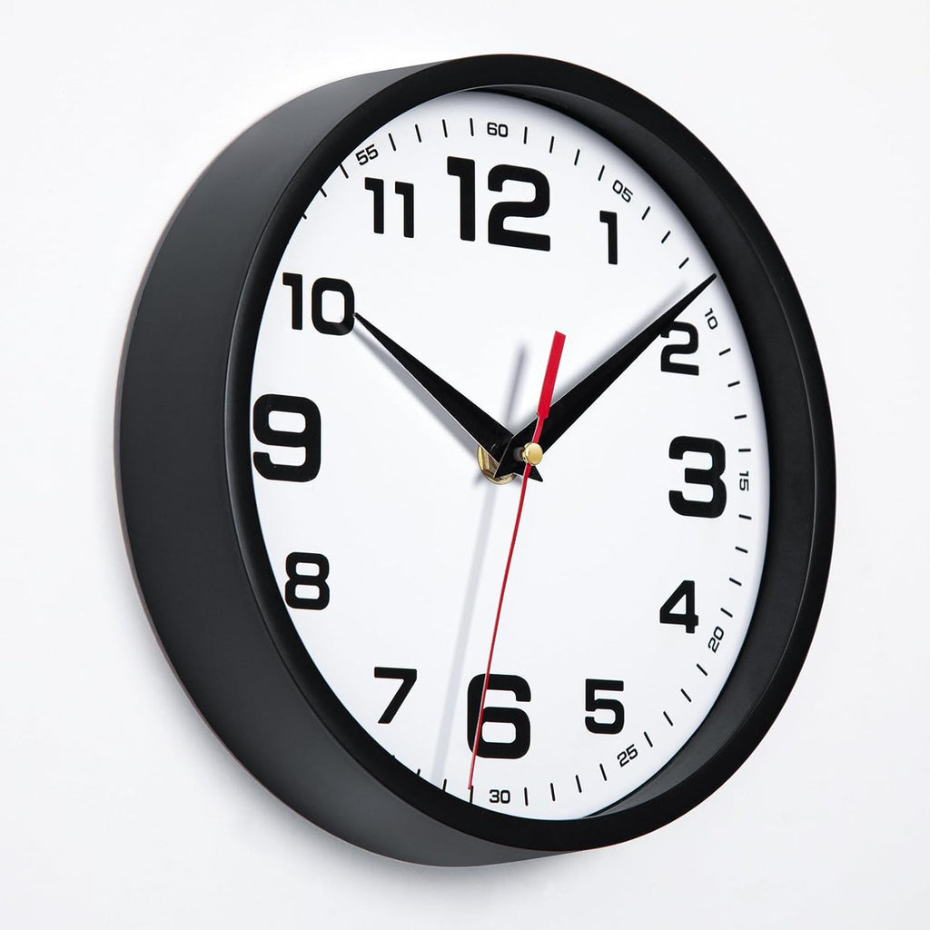 Battery Operated Modern Black Wall Clock — 8" - View 5