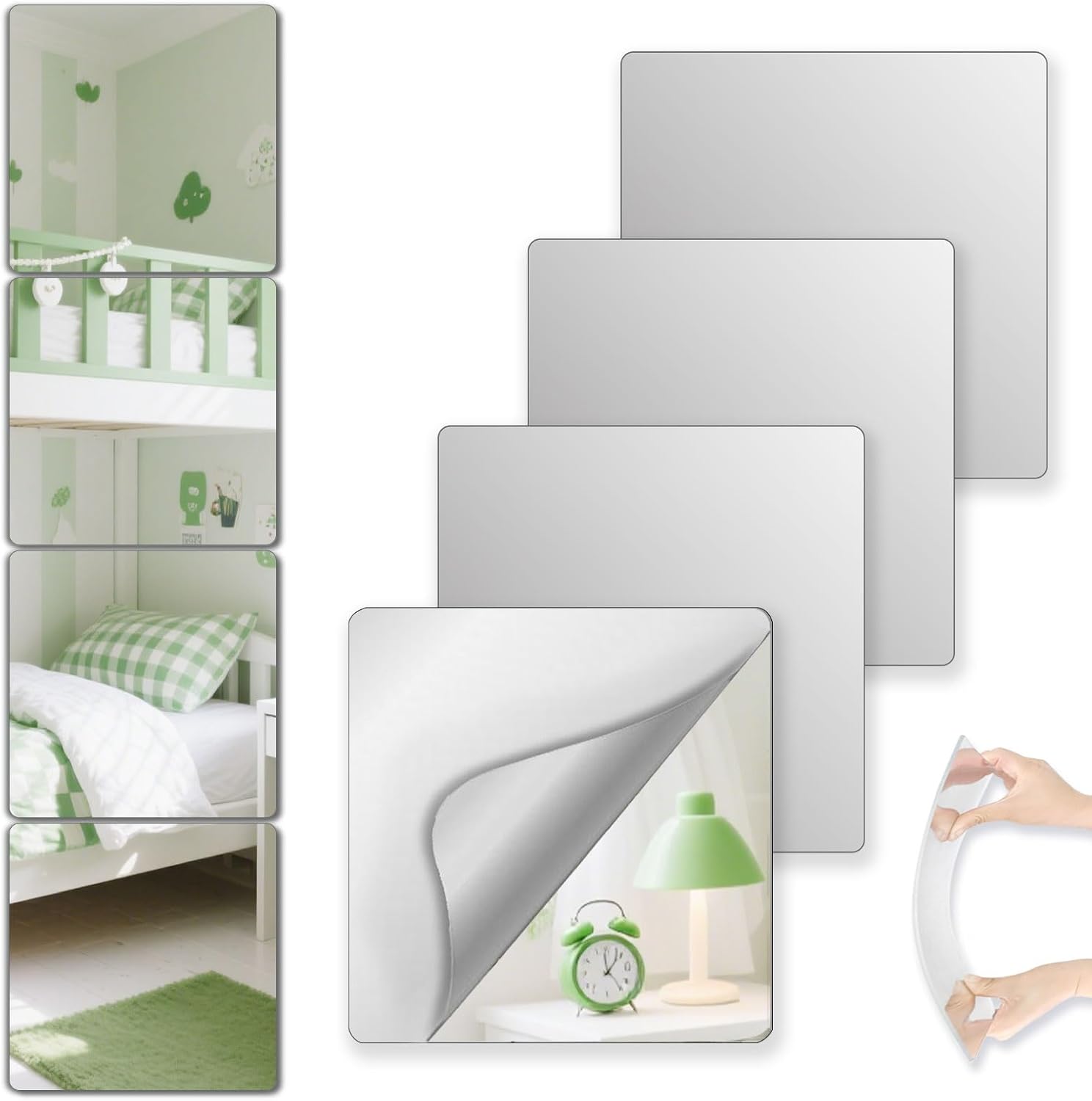 Silver Mirror — 10" — 4 Pcs-14x12 Inch