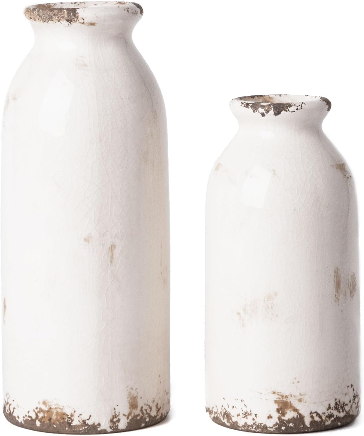 Farmhouse Black Flower Vase — 8" — White