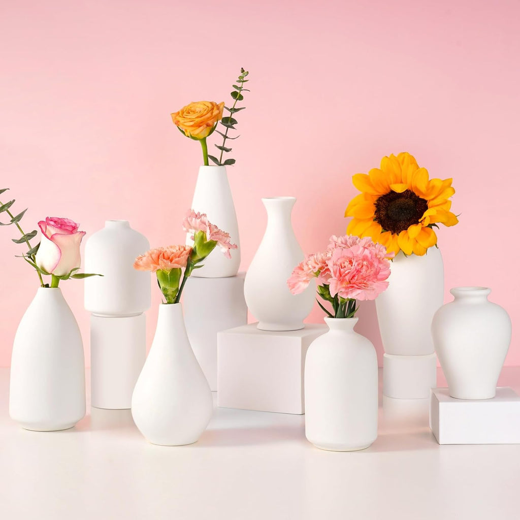 Boho Black Flower Vase — Set of 16 — White-set of 8