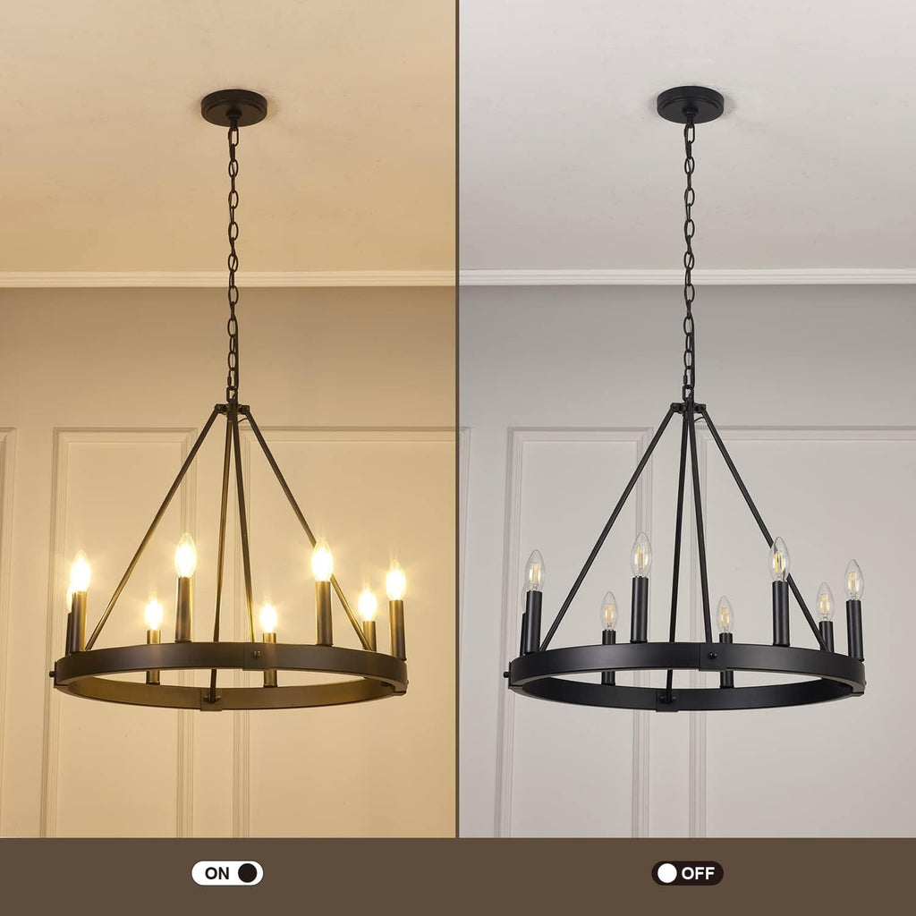 Round Farmhouse Metal Chandelier — 24" - View 5