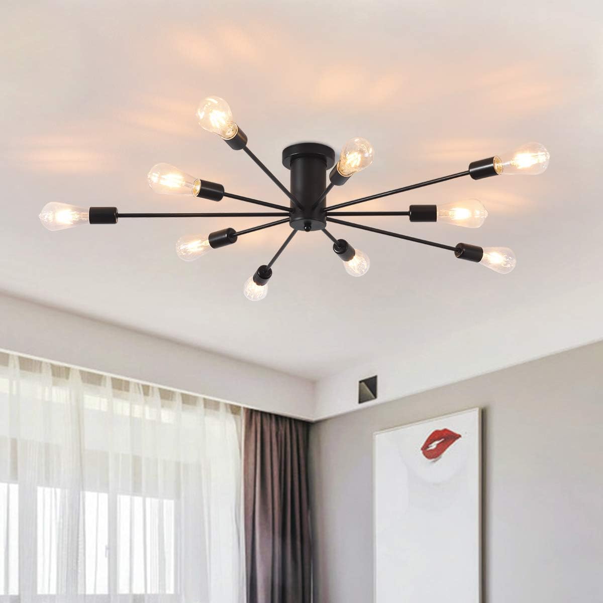 Farmhouse Black Chandelier — 10-Light — 10-Light,Black