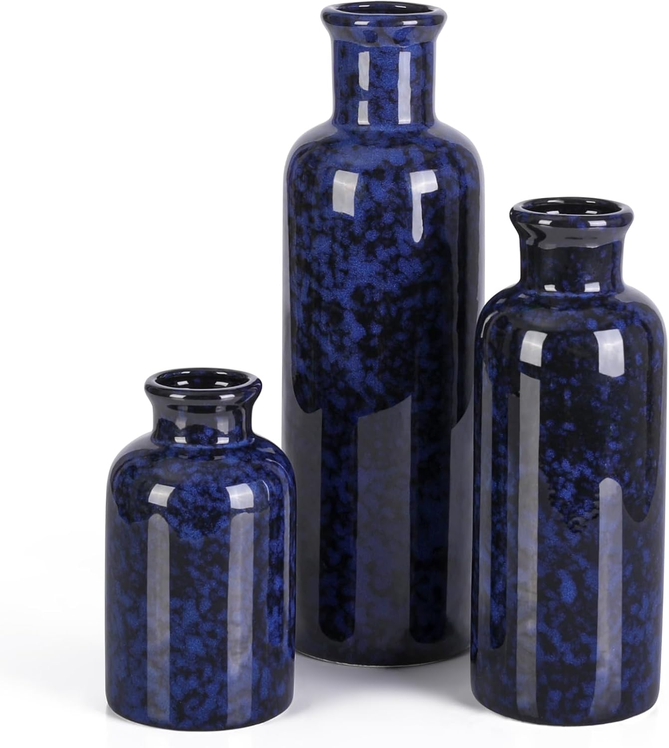 Boho Beige Flower Vase — Set of 3 — Blue