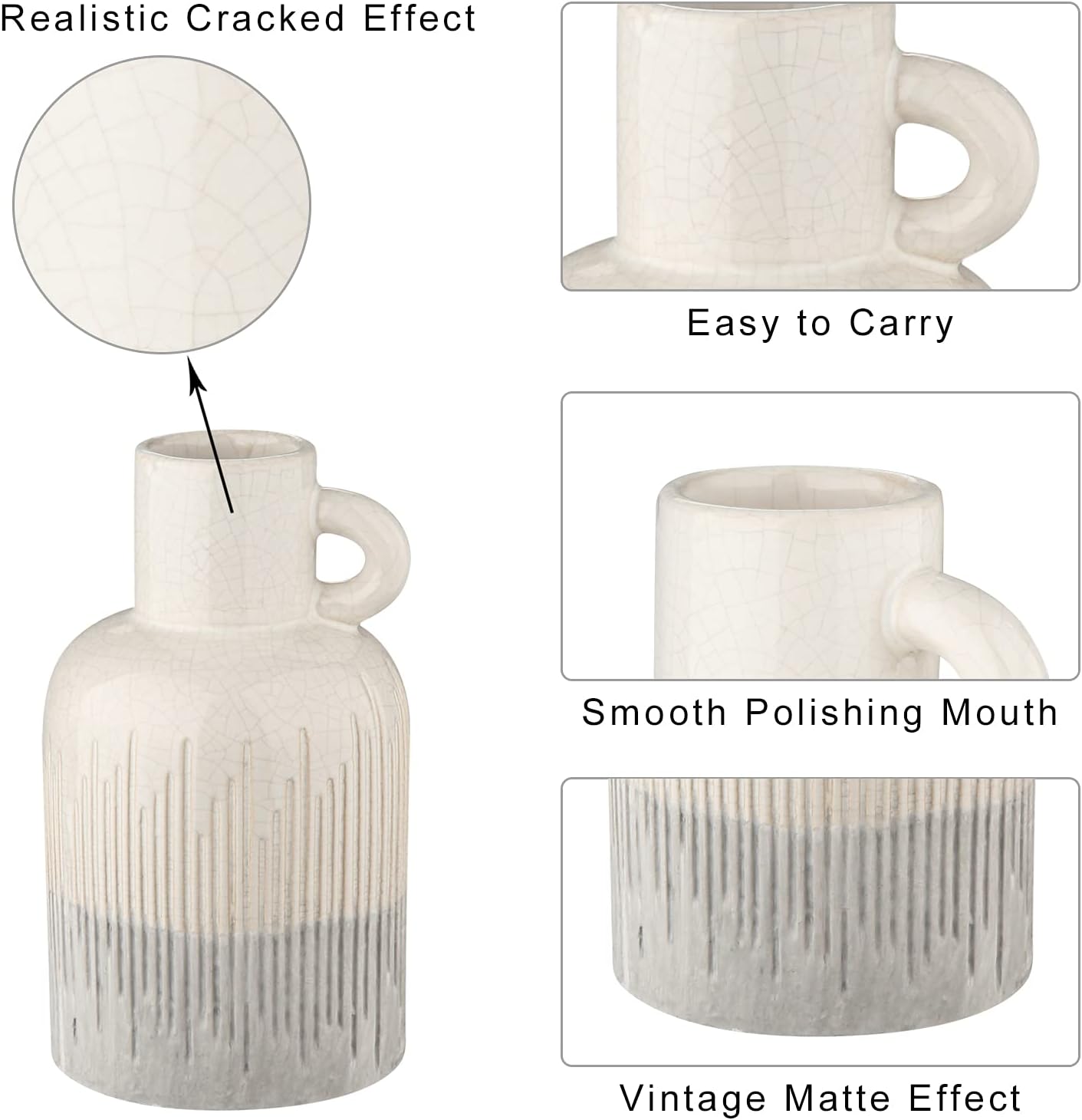 Boho Ceramic Flower Vase — 2" - View 6