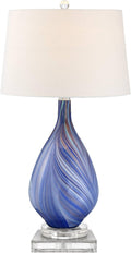 Modern Blue Table Lamp — 29" — Blue Swirl - Square Riser Included