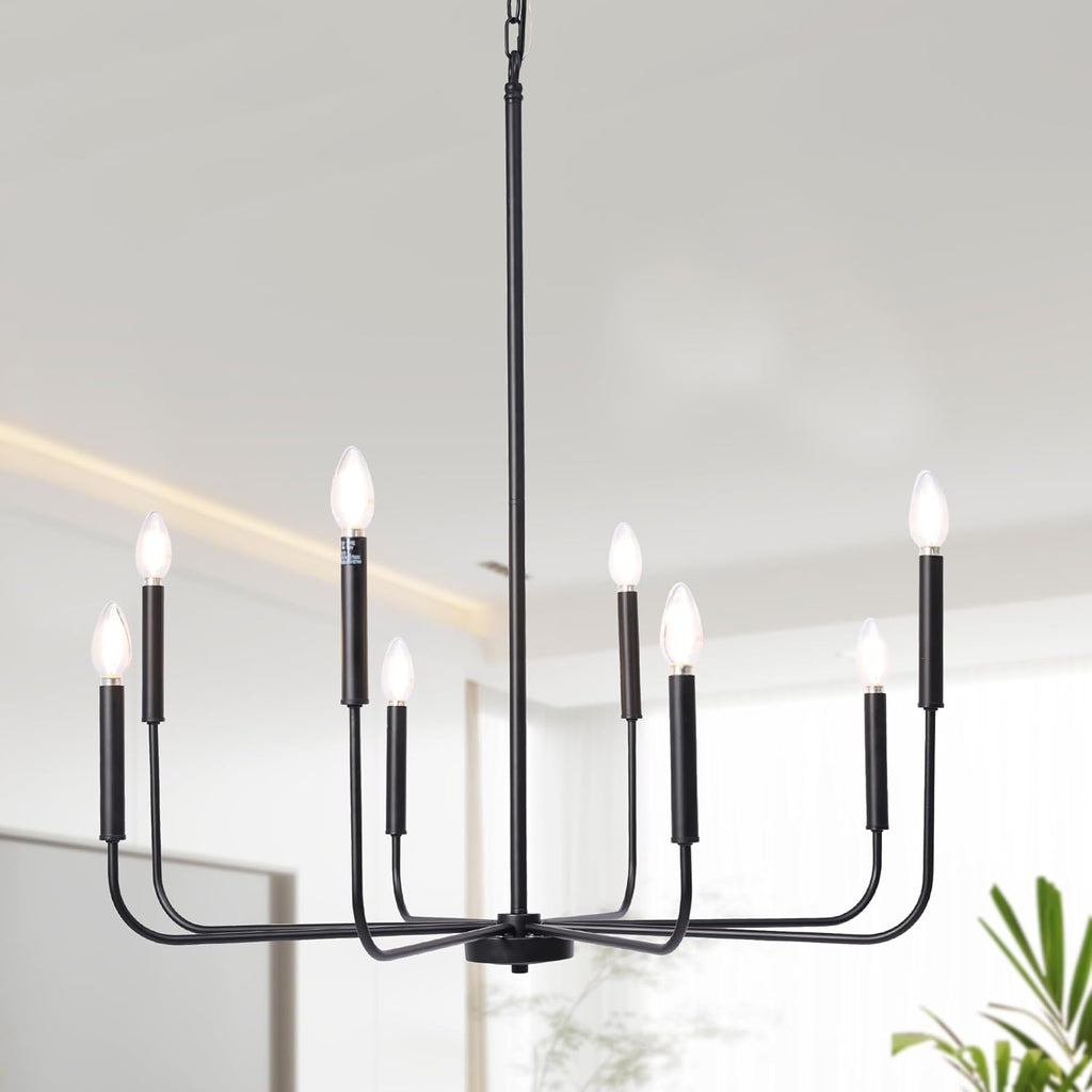 Farmhouse Black Chandelier — 8-Light — 31.5''