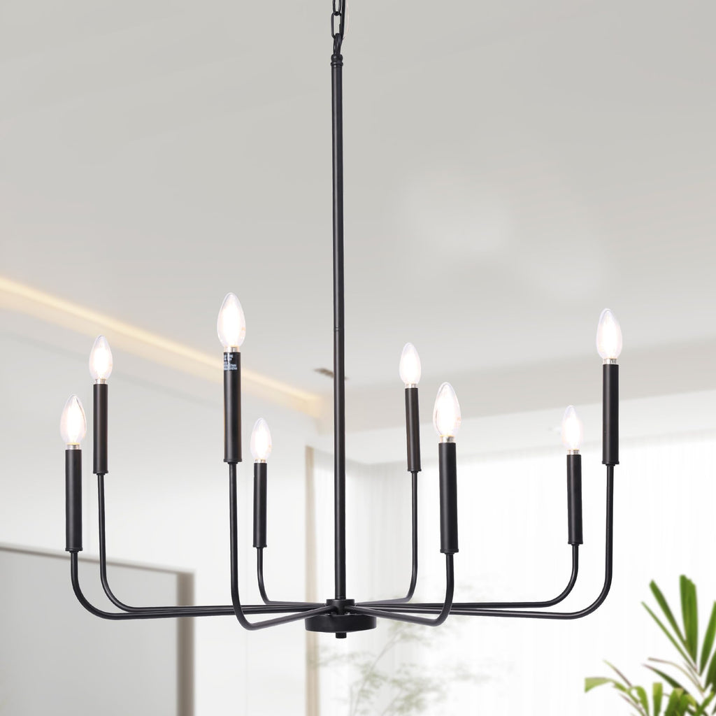 Farmhouse Black Chandelier — 8-Light